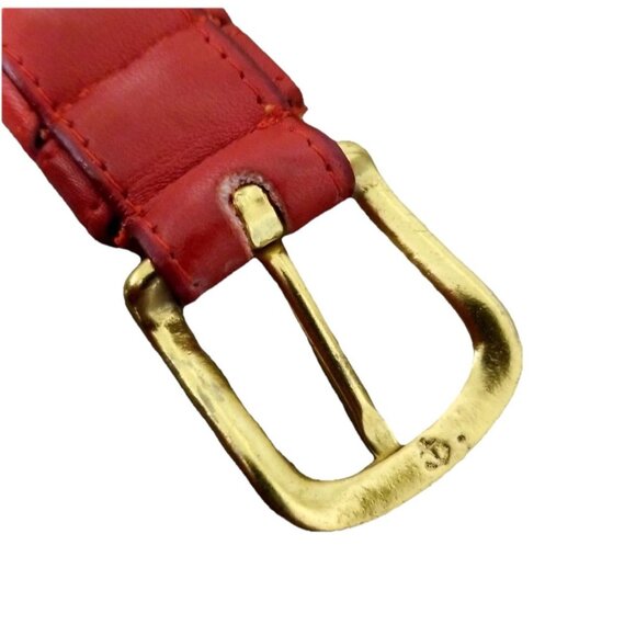 Coach Vtg Red Glove Tanned Leather Belt w Brass Buckle Sz 32 Classic NYC - Picture 4 of 5